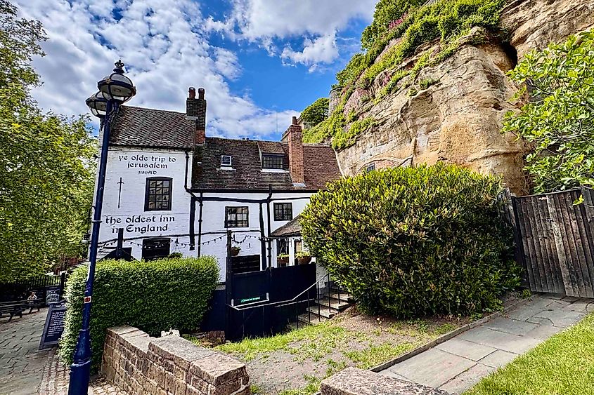 The frontage of Ye Olde Trip to Jerusalem beneath Castle Rock