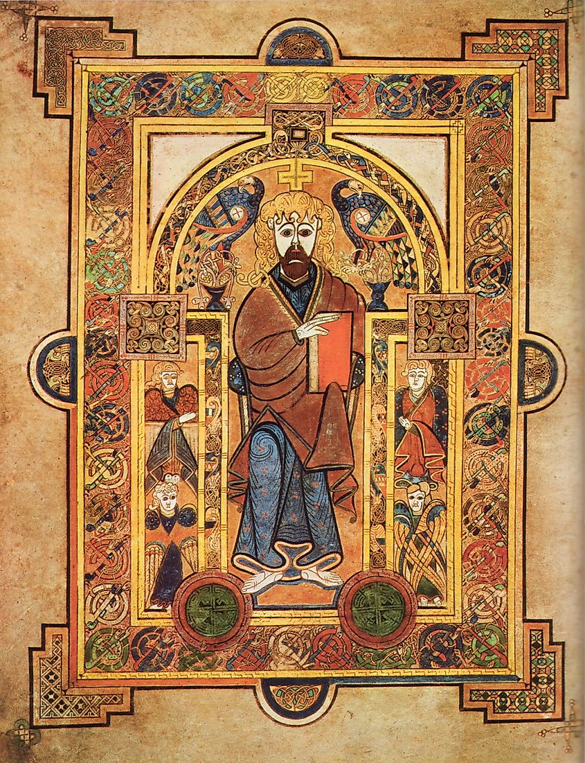 A page from the Book of Kells, created in the early 9th century in
