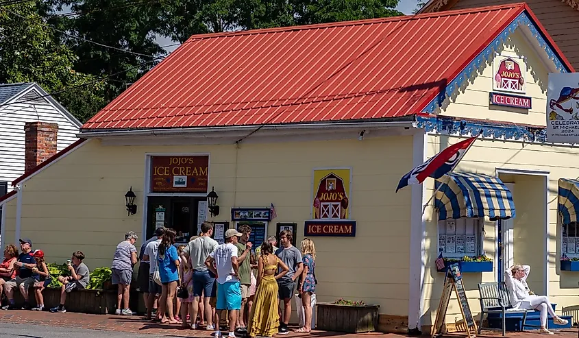 Downtown St. Michaels, Maryland in the summer