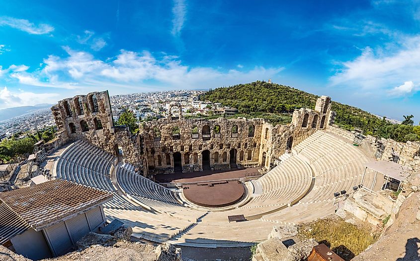 The ruins of the Theatre of Dionysus in Athens, Greece.