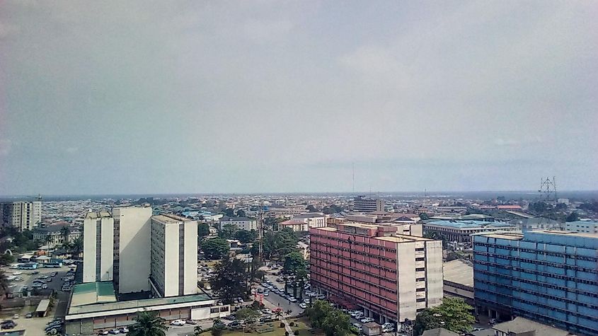 Aerial Shot of the tallest building in port Harcourt.