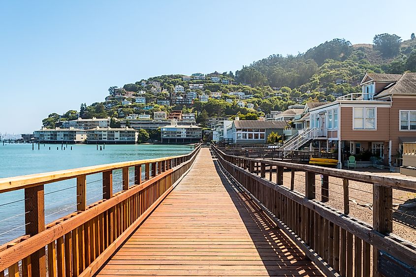 Sausalito, California waterfront houses on the San Francisco Bay