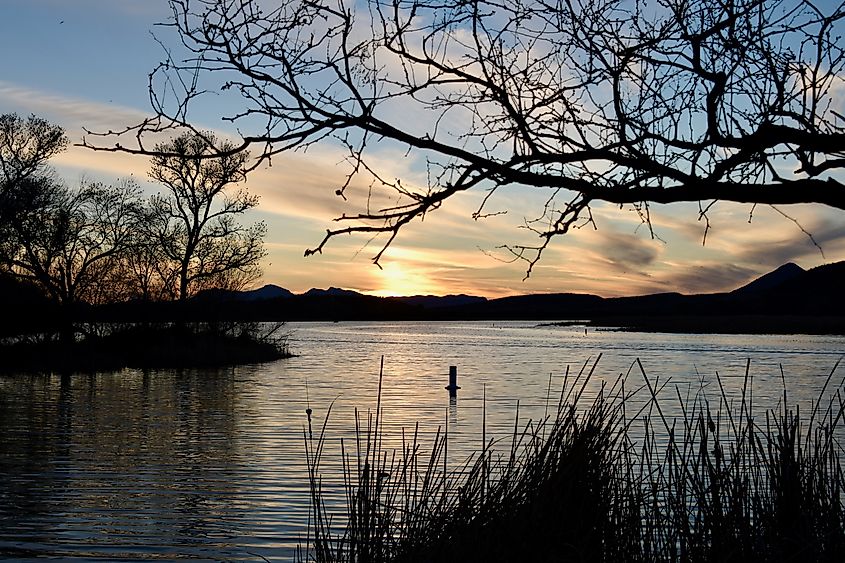 Sunset in Patagonia Lake State Park, Arizona.