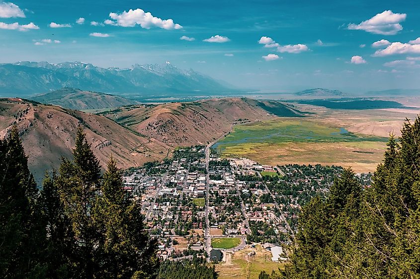 Aerial view of Jackson, Wyoming.