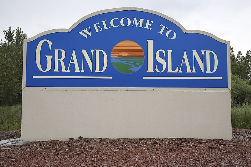 A sign that reads Welcome to Grand Island, in Grand Island, Nebraska