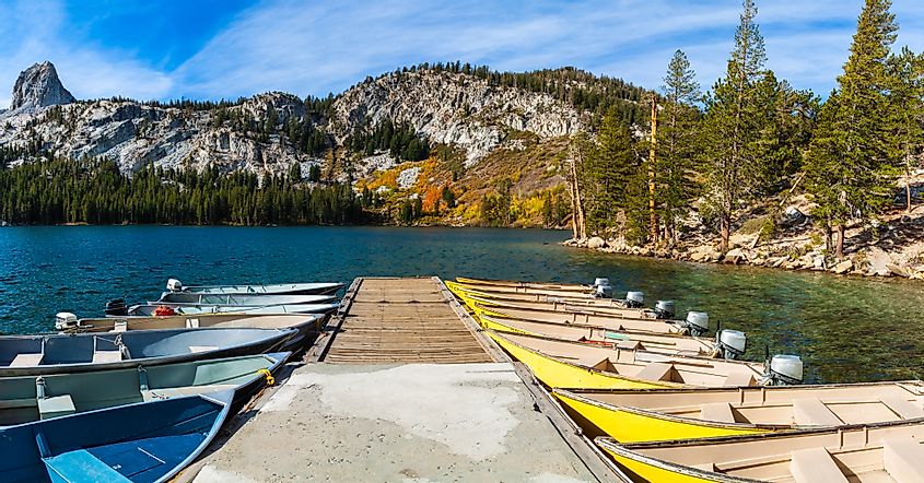 The boat dock at Mammoth Lakes, California.