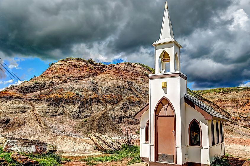 Small roadside chapel outside of Drumheller Alberta