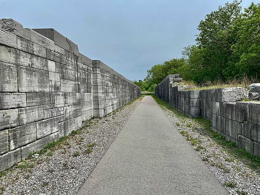 Restored Erie Canal Lock No. 52 at the Old Erie Canal Heritage Park near Port Byron, New York.