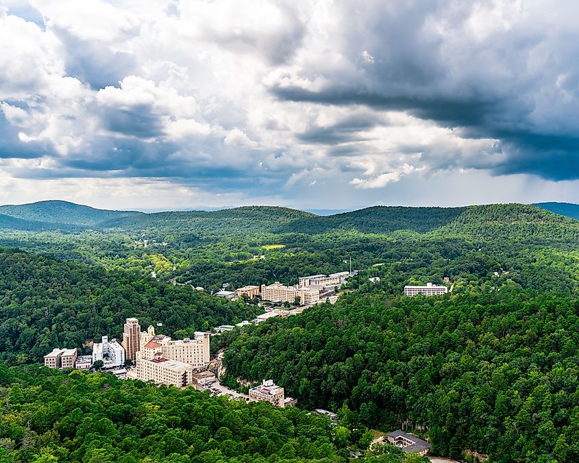 Hot Springs, Arkansas, surrounded by lush landscape