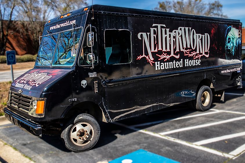 Netherworld haunted attraction truck, Stone Mountain, GA. Credit: Billy F Blume Jr / Shutterstock