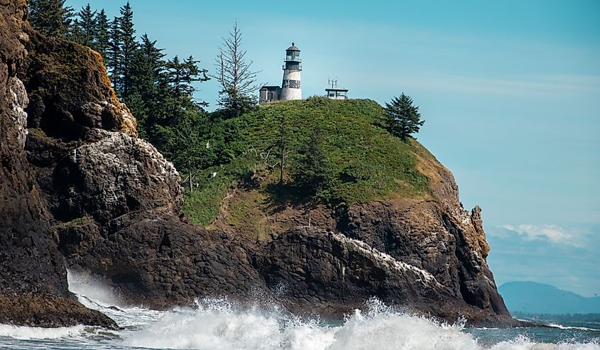 View of lighthouse in Cape Disappointment State Park.