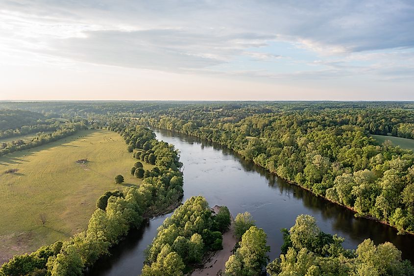 View of the James River near Scottsville in Virginia.