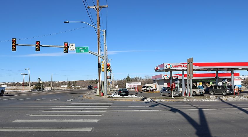 Street near Orchard Valley in Cheyenne, Wyoming.