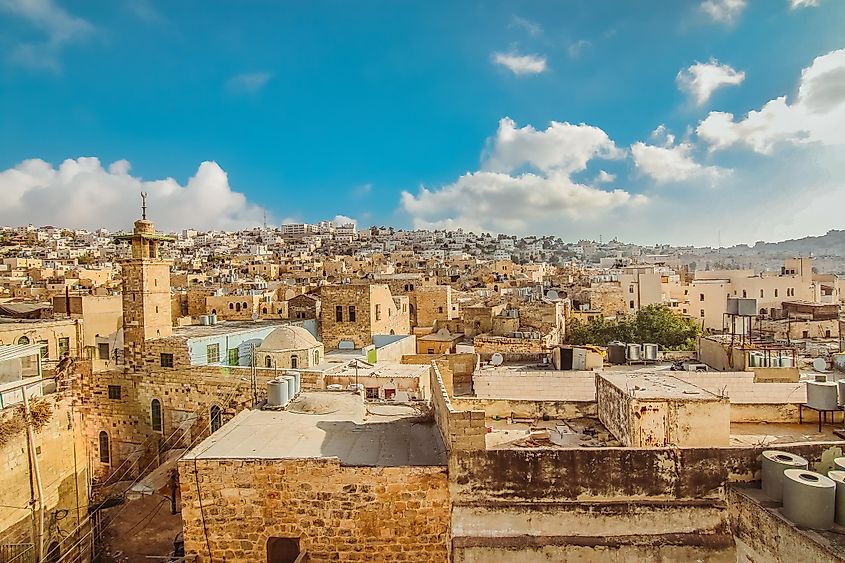 A rooftop beside Qazazen mosque in Hebron, West Bank, Palestine. Image used under license from Shutterstock.com.