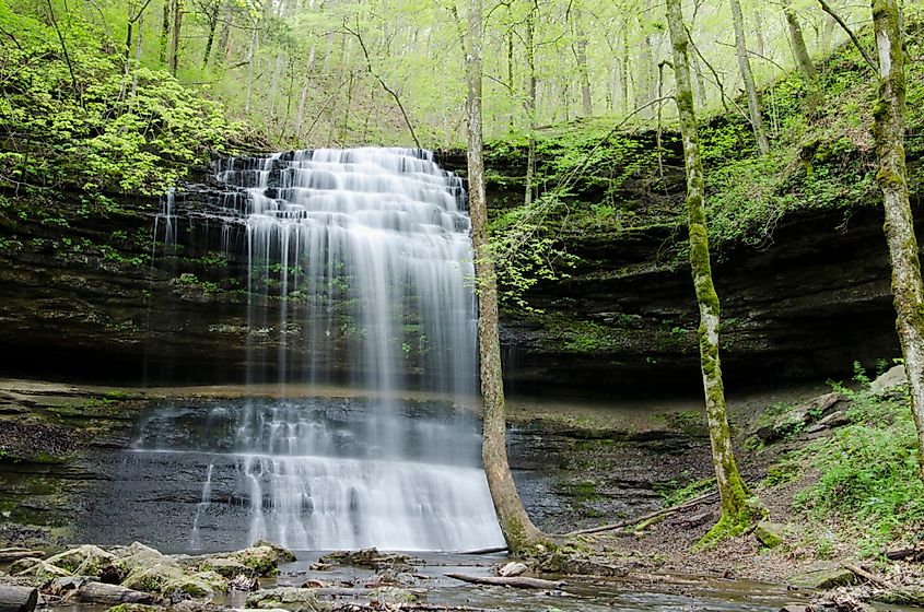 A view of Stillhouse Hollow Falls State Natural Area in Mount Pleasant, Tennessee. Credit: hmdavis/ Shutterstock.com