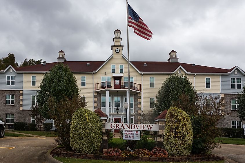 Jasper, Arkansas, USA - Grandview Apartments rental office.