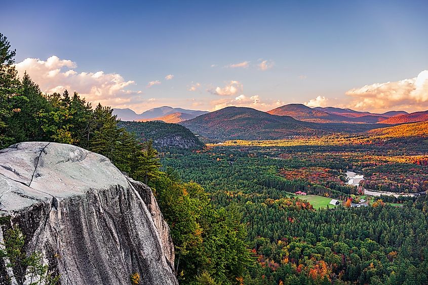 View of North Conway from the Cathedral Ledge in New Hampshire.