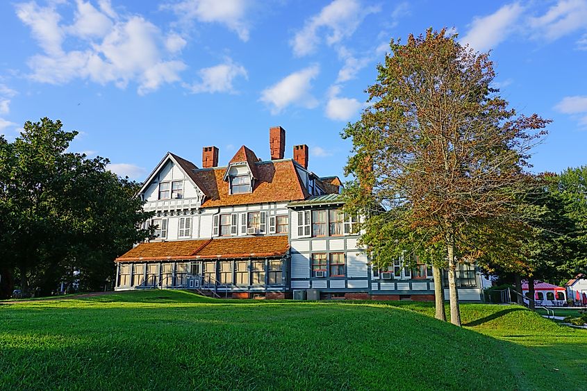 View of the landmark 1879 Emlen Physick Estate, Cape May, New Jersey.