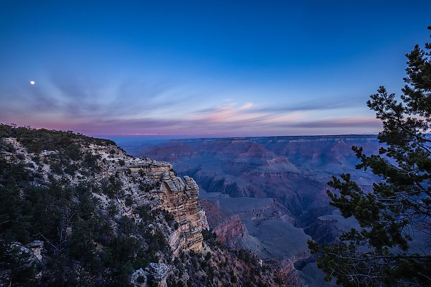 The Grand Canyon's South Rim at sunrise.