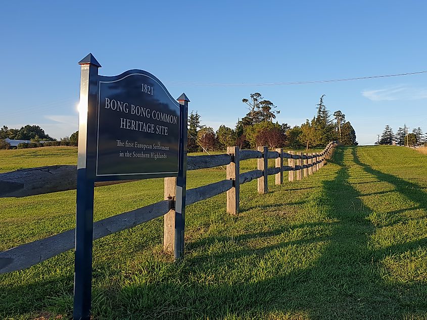 Sign for the Bong Bong Common Heritage Site.