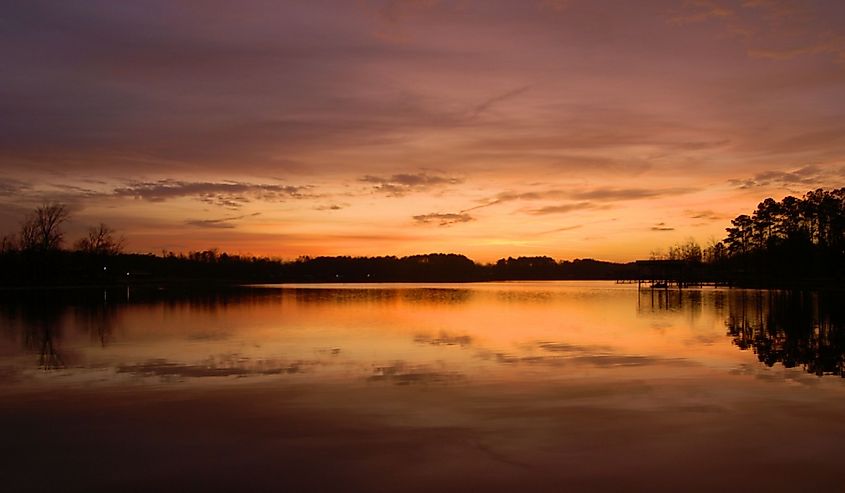 Sunrise at Lake Weiss near Cedar Bluff, Alabama