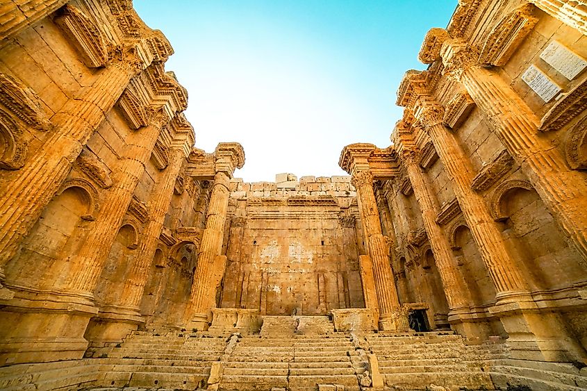 Historic ancient Roman Bacchus temple in Baalbek, Lebanon