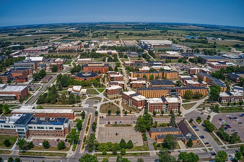 Aerial view of Brookings, South Dakota.