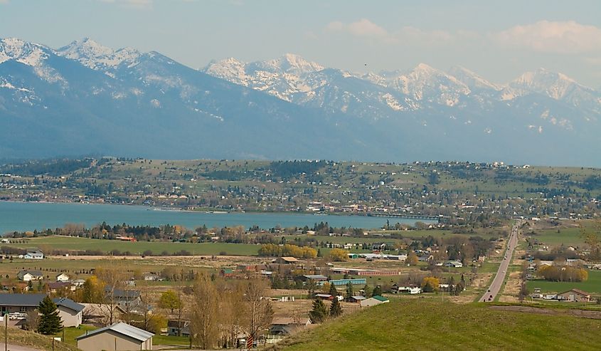 Aerial view of Polson, Montana