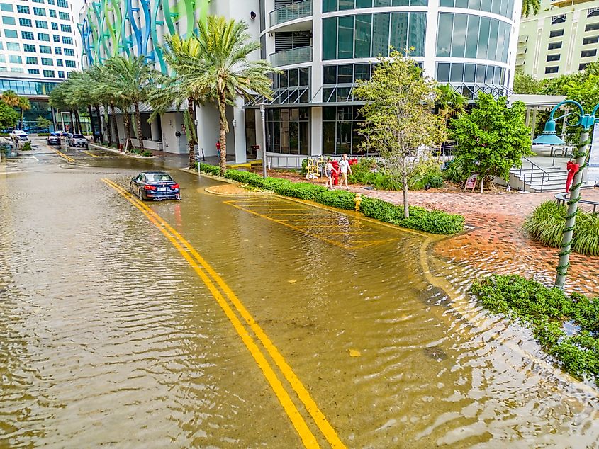 Aerial photo Fort Lauderdale flood and King Tide after Hurricane Nicole