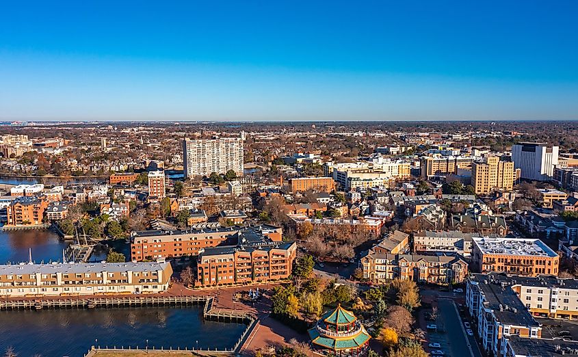 Aerial view of Norfolk, VA.