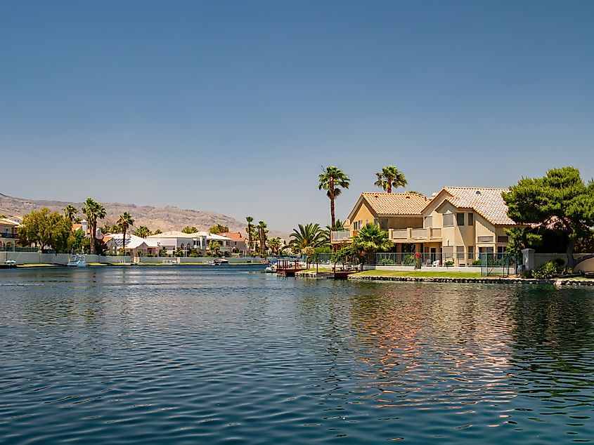 Sunny view of the Desert Shores community at Las Vegas, Nevada.