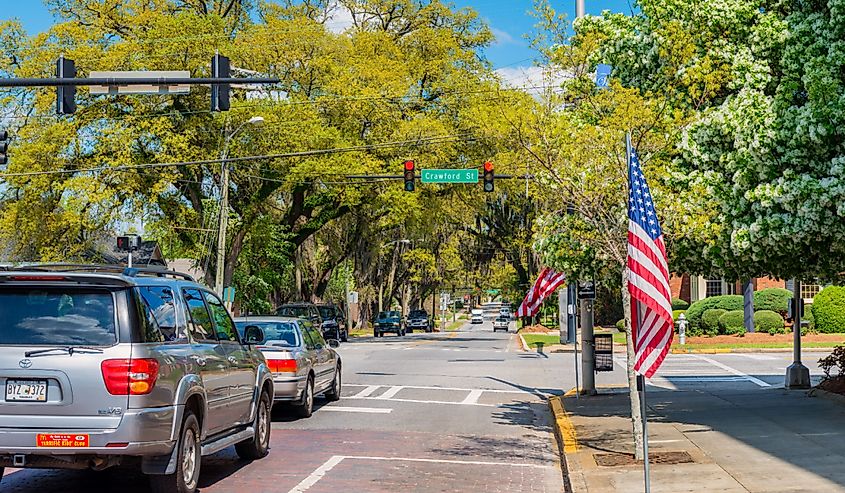 The downtown district of Thomasville, Georgia.