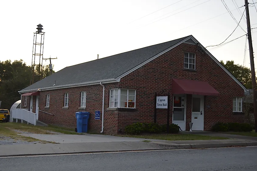 The town hall in Capron, Virginia.