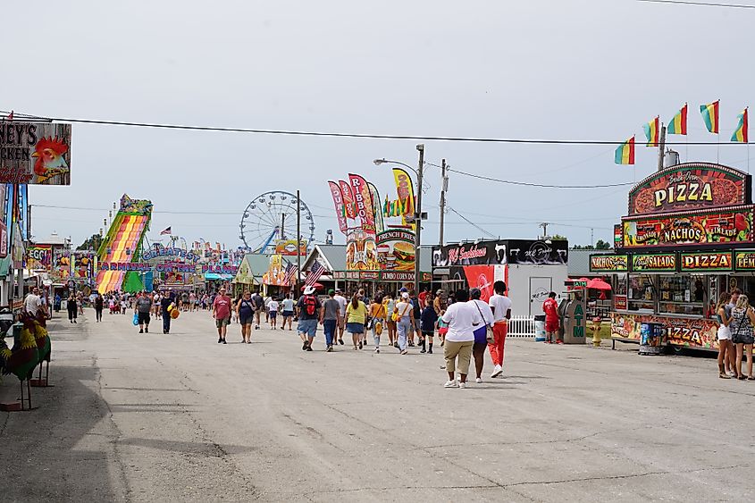 Row of concession stands at the Missouri State fair. Editorial credit: Wilson Cleaver / Shutterstock.com