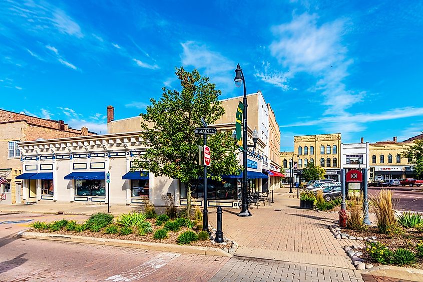 A scene from downtown Woodstock, Illinois.