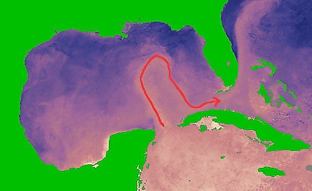 A map of the Loop Current in the Gulf of Mexico.