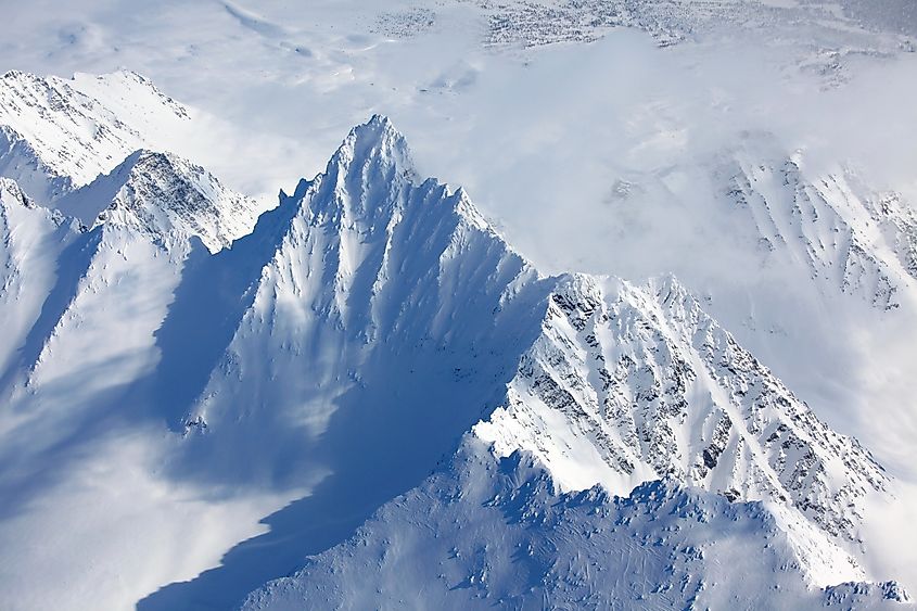 Ural Mountains, northern ural mountains, Russia, from a height of flight