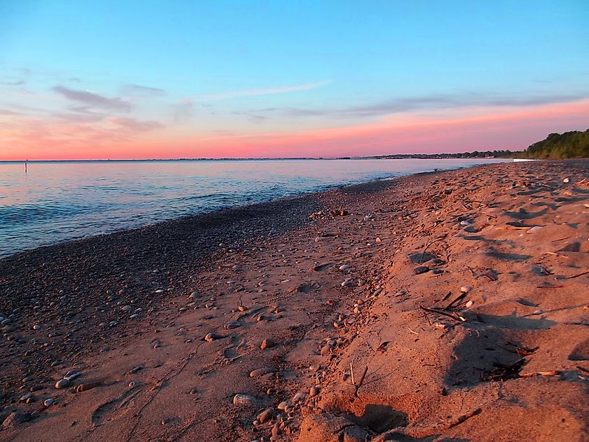 The sunset on Lake Huron in Lakeport, Michigan.