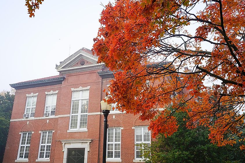 National Historic District in Harrison, Arkansas during autumn.