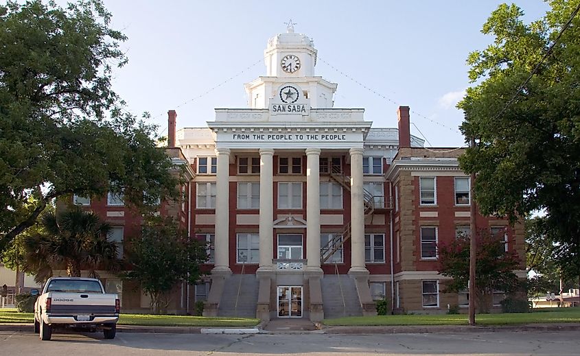 San Saba, Texas: San Saba County Courthouse in late afternoon sun.