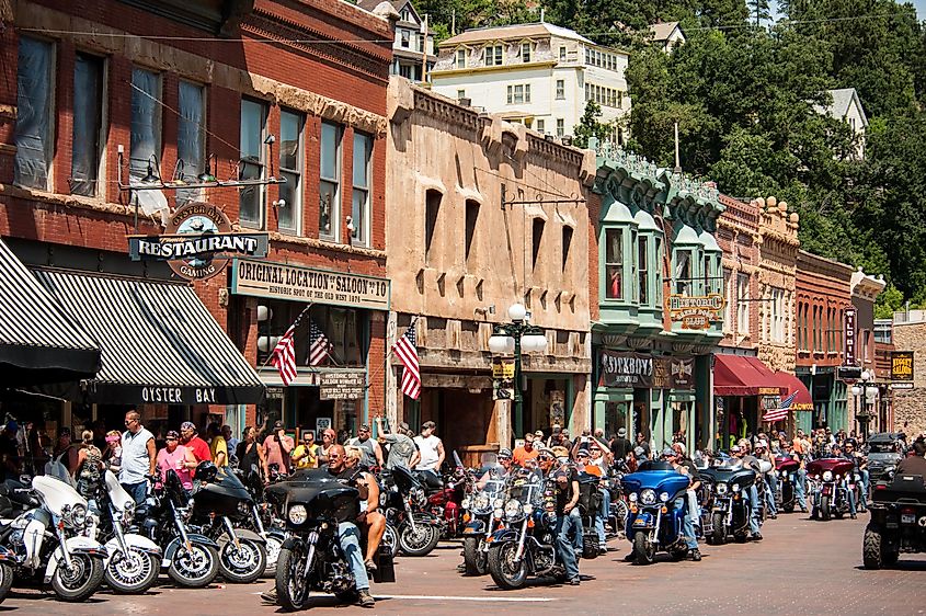 Sturgis town during the annual rally for bikers, via Photostravellers / Shutterstock.com