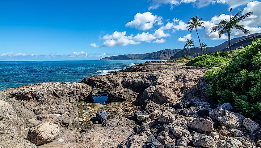 Kea'au Beach Park rocky scenes in oahu hawaii. digidreamgrafix via Shutterstock