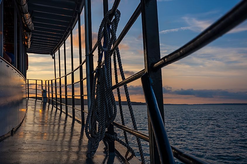 A sunset seen from the "Judge Ben Wiles" ship on a 3-hour dinner cruise on Skaneateles Lake.
