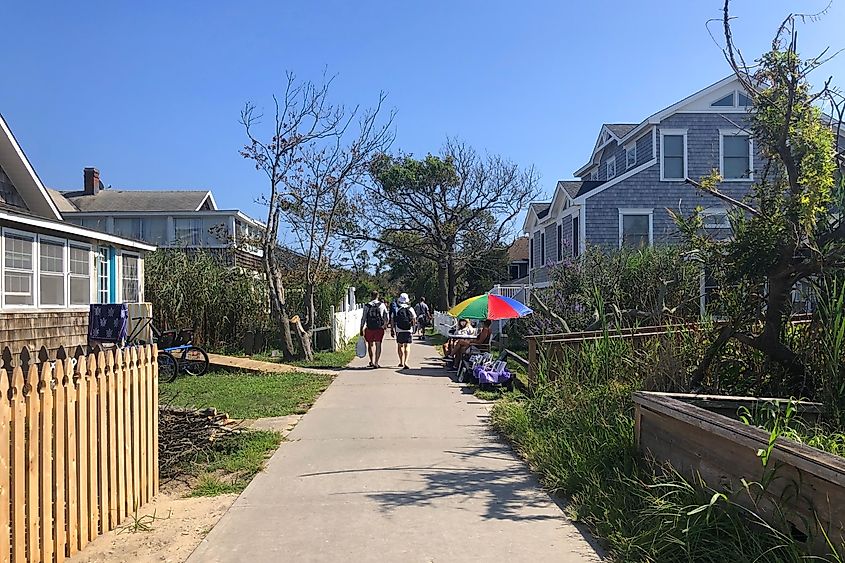 People enjoy sunny day in New York on Fire Island