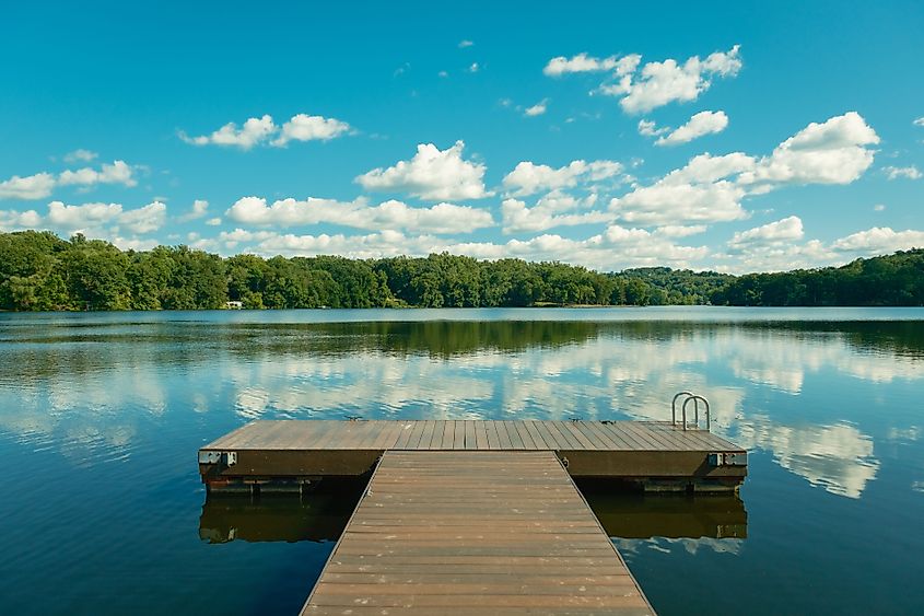Dock at Lakeside Park in Pompton Lakes, New Jersey.