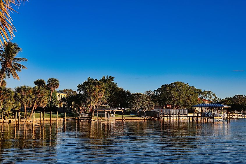 Sunset on the river in Indialantic, Florida