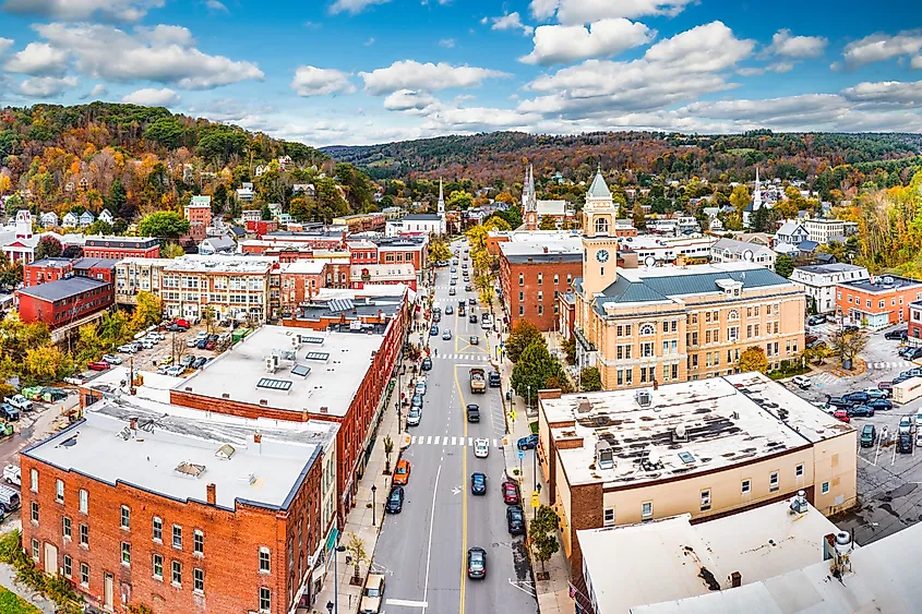 Aerial view of Montpelier, VT.