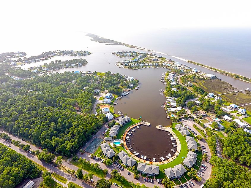 Aerial view of Dauphin Island, Alabama.