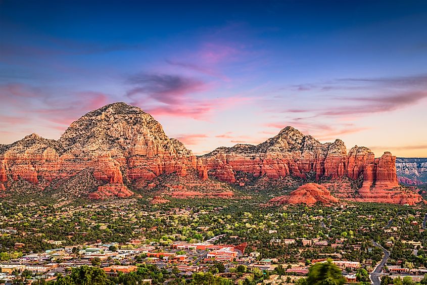 Aerial view of Sedona and the surrounding spectacular landscape.