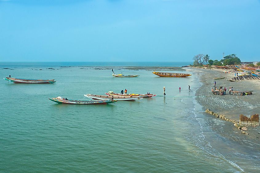 Fishing boats on the Gambia River.